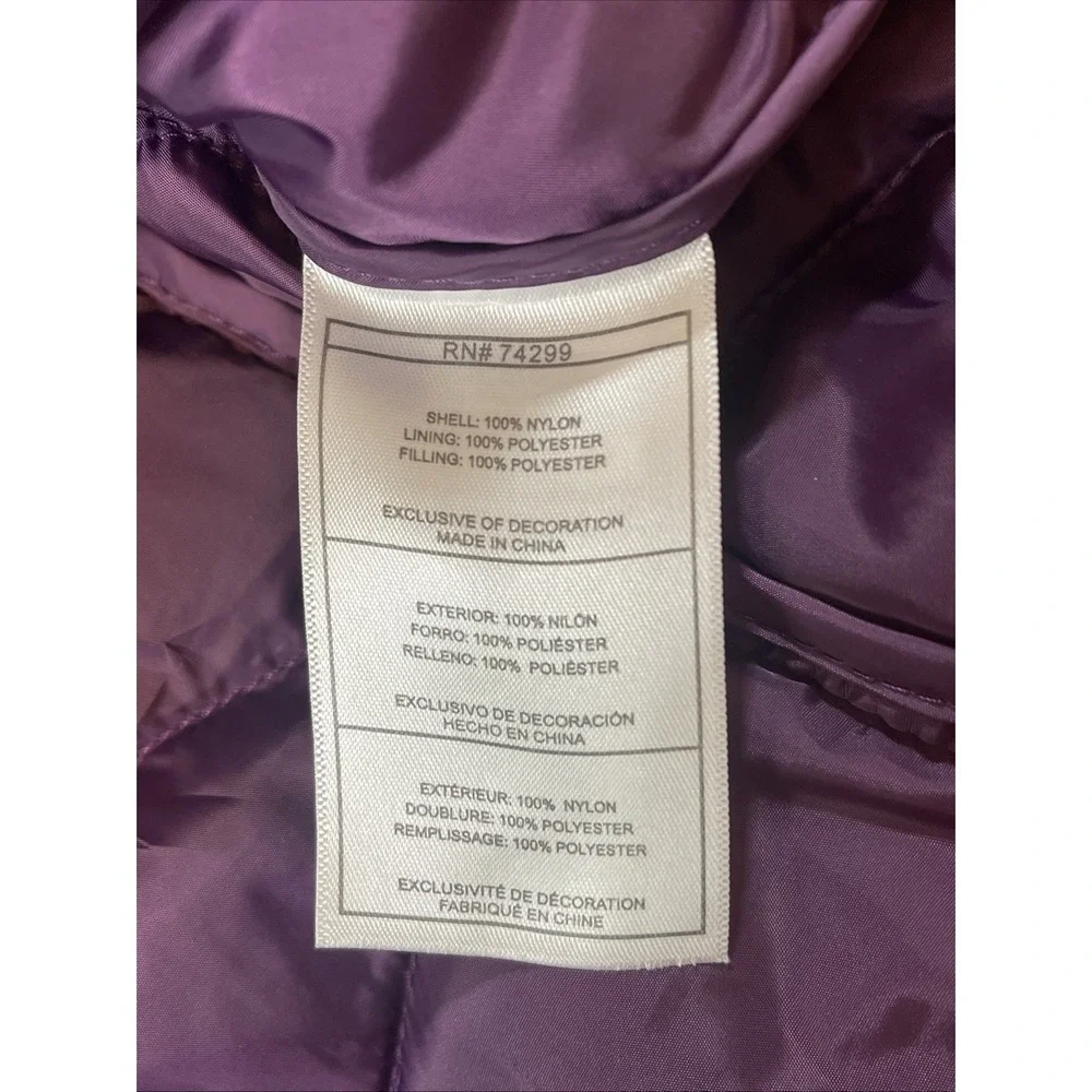 Canada Weather Gear Women's 1X Puffer Quilted Vest Purple Soft Full Zip - Picture 4 of 6